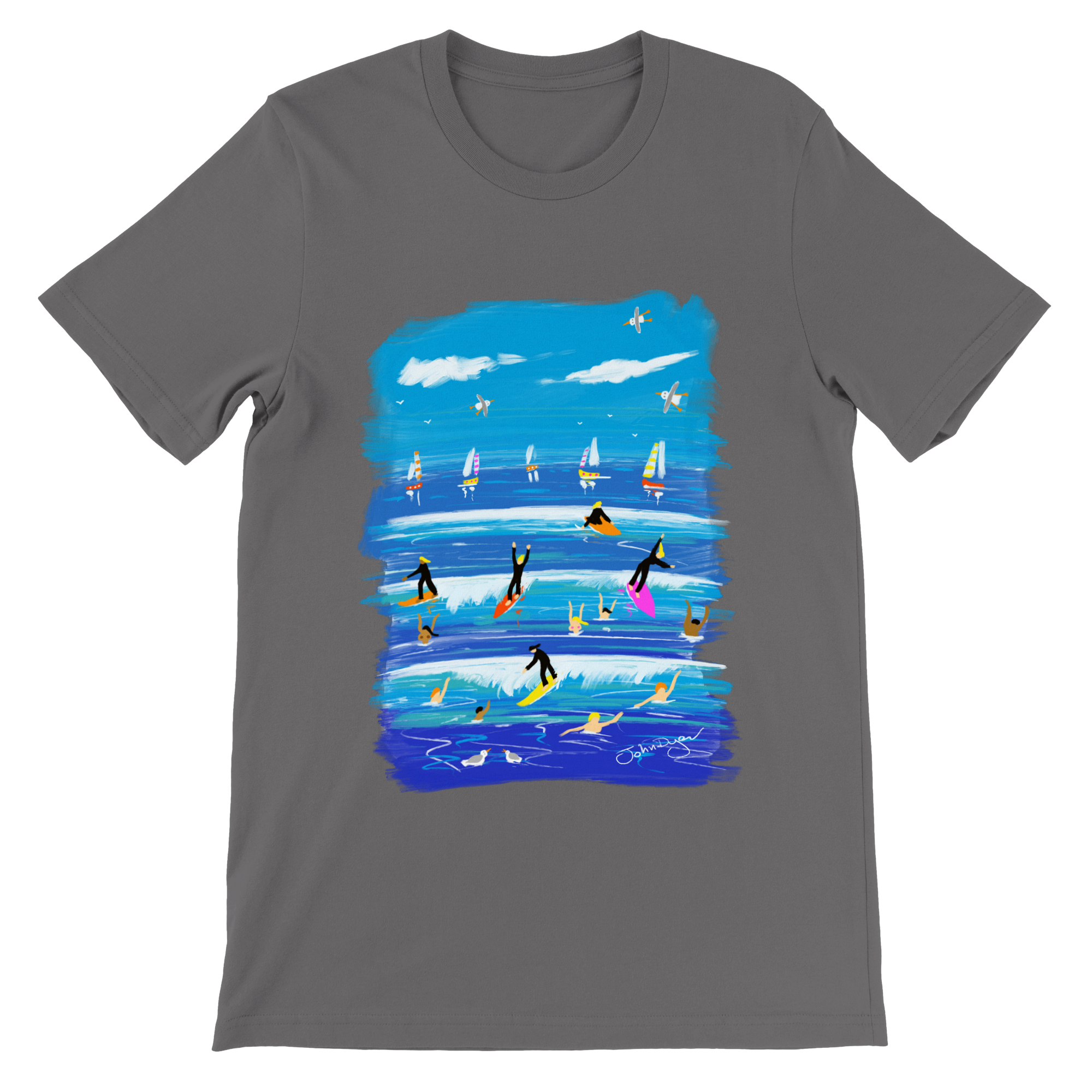 John Dyer Unisex Art Seaside Cornwall T-Shirt. 'Surfer T-Shirt'. Cornwall Art Gallery