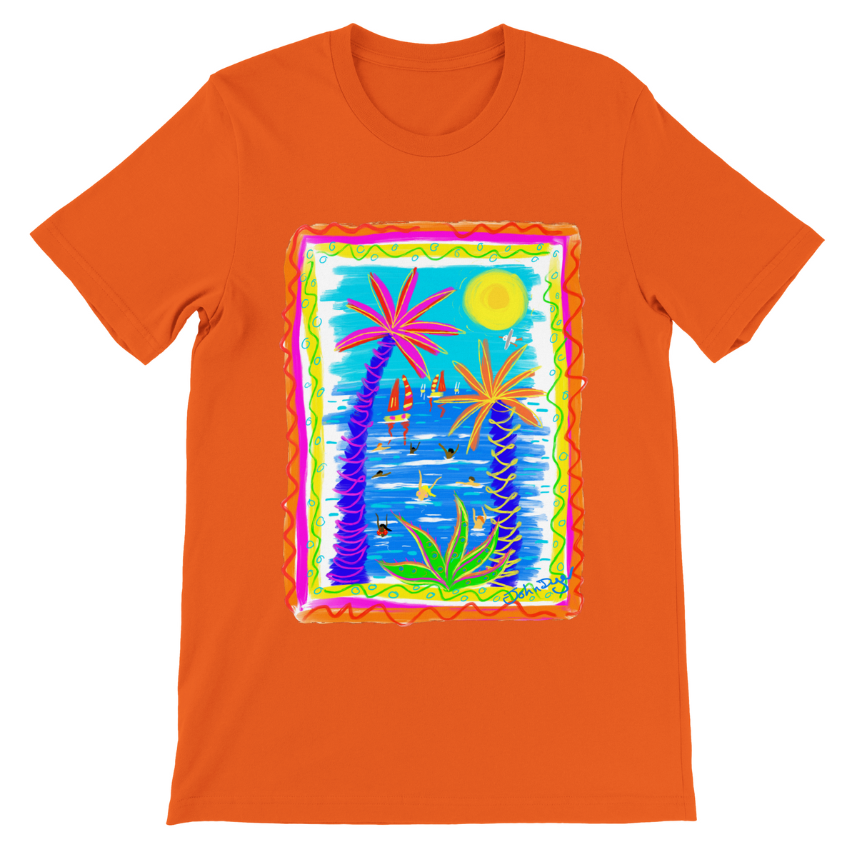 John Dyer Unisex Art T-Shirt. Tropical Bathers and Sunshine