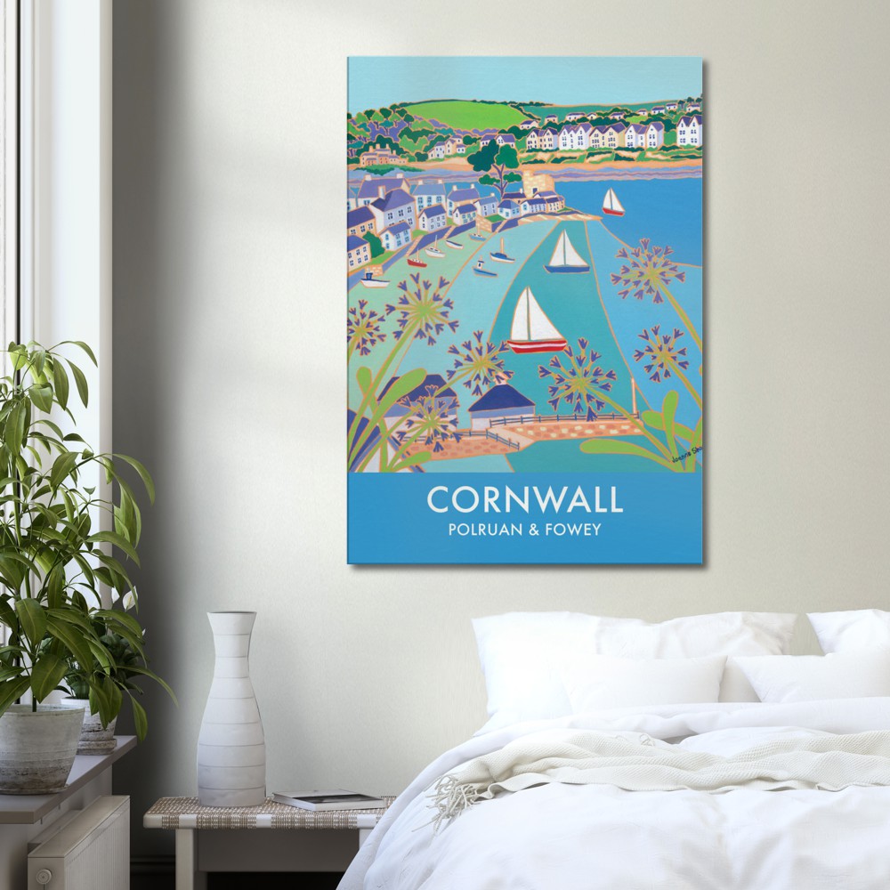Canvas Art Print by Joanne Short of Polruan and Fowey, Cornwall from our Cornwall Art gallery