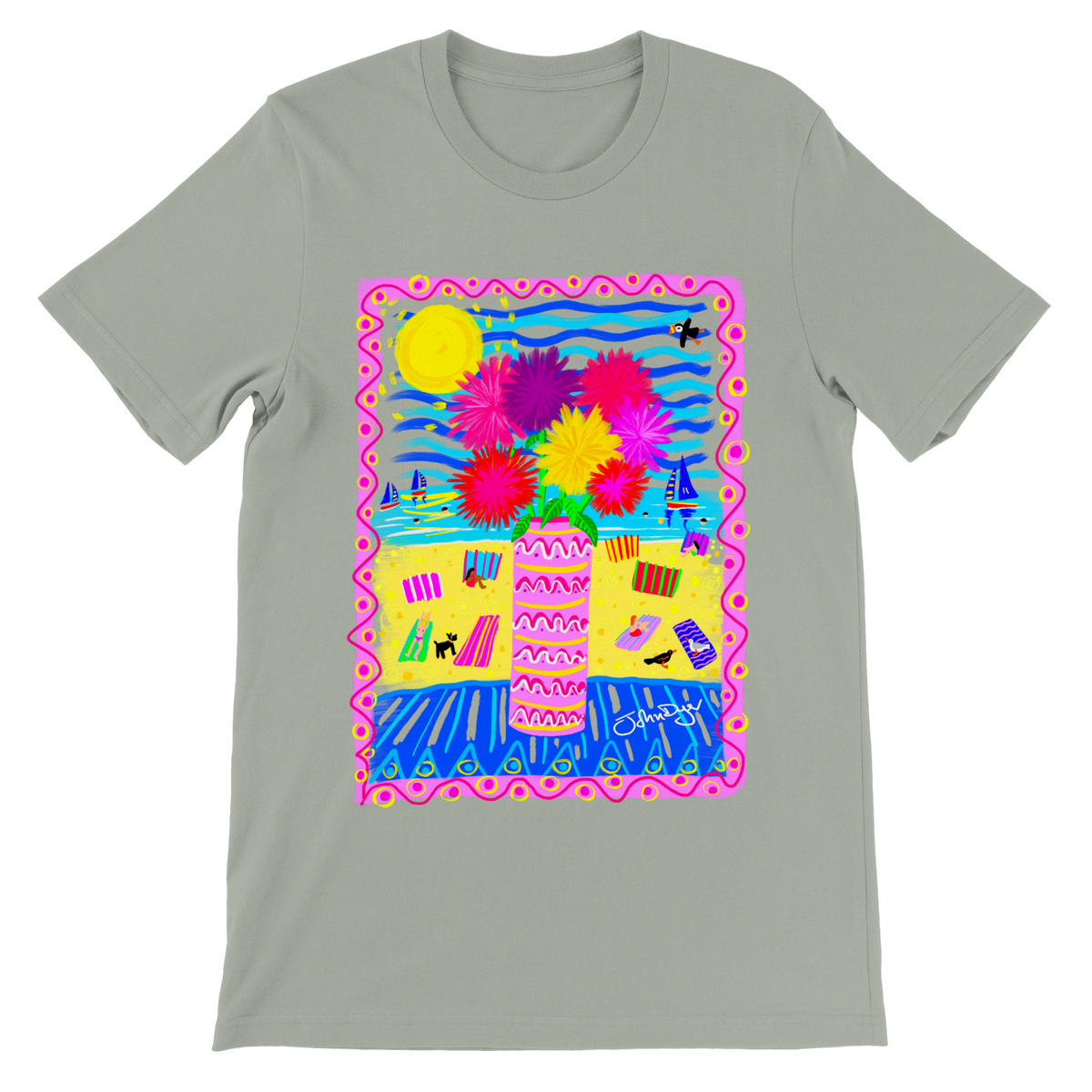 John Dyer Unisex Art T-Shirt. Pom Pom Beach Flowers