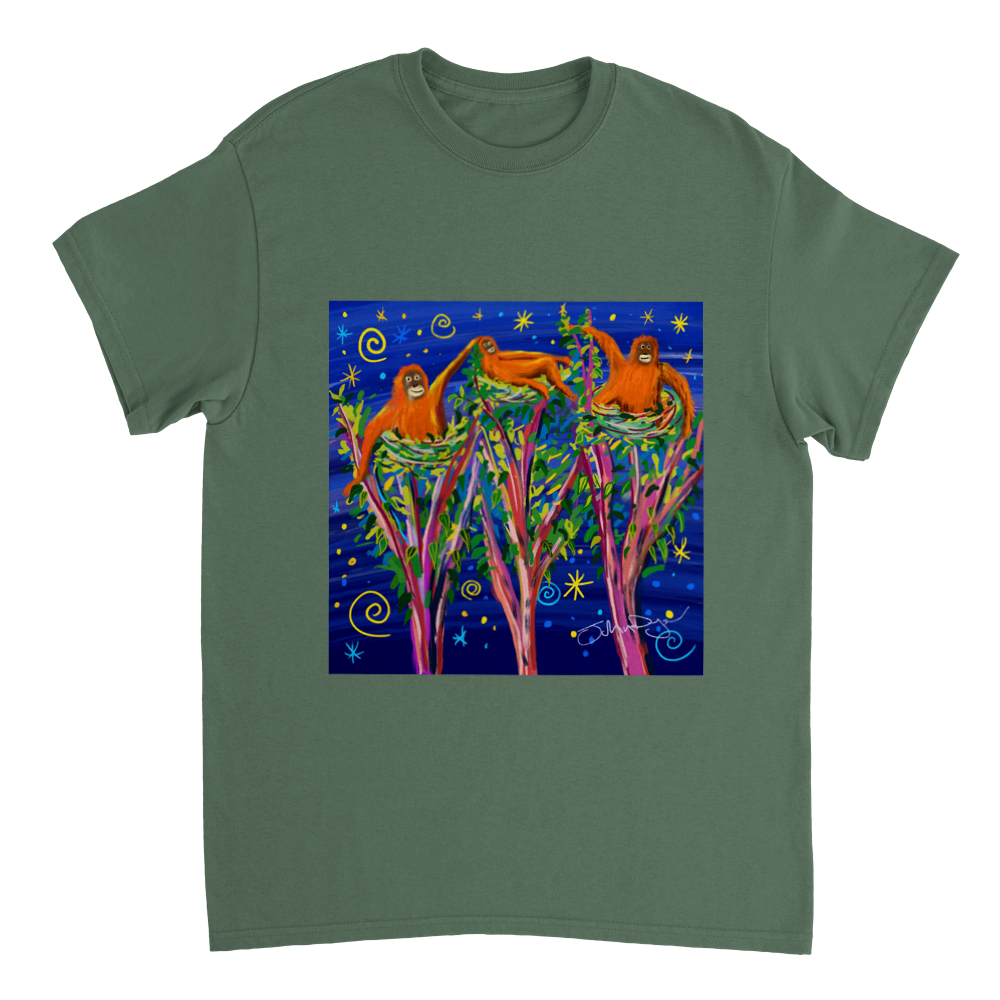 John Dyer Unisex Cornwall Art T-Shirt. Borneo Rainforest Orangutans. Cornwall Art Gallery