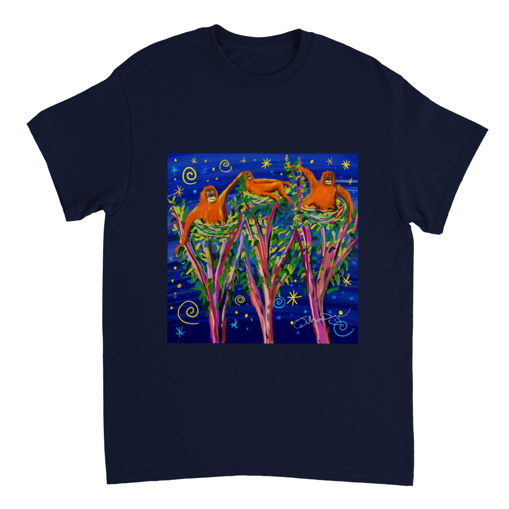 John Dyer Unisex Cornwall Art T-Shirt. Borneo Rainforest Orangutans. Cornwall Art Gallery