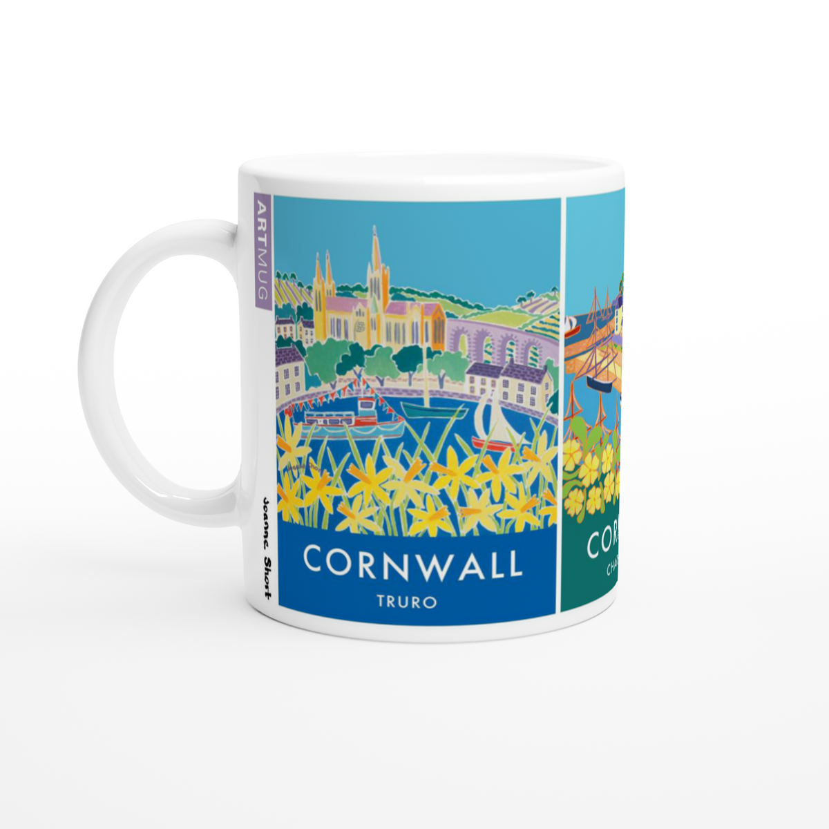 Joanne Short Ceramic Cornish Art Mug featuring Truro, Charlestown and Lostwithiel in Cornwall