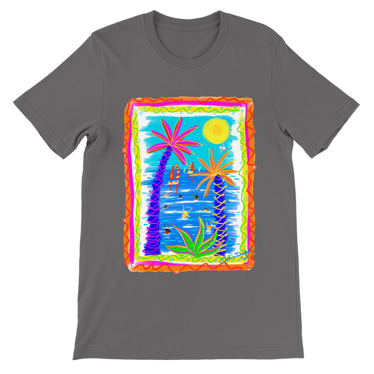 John Dyer Unisex Art T-Shirt. Tropical Bathers and Sunshine