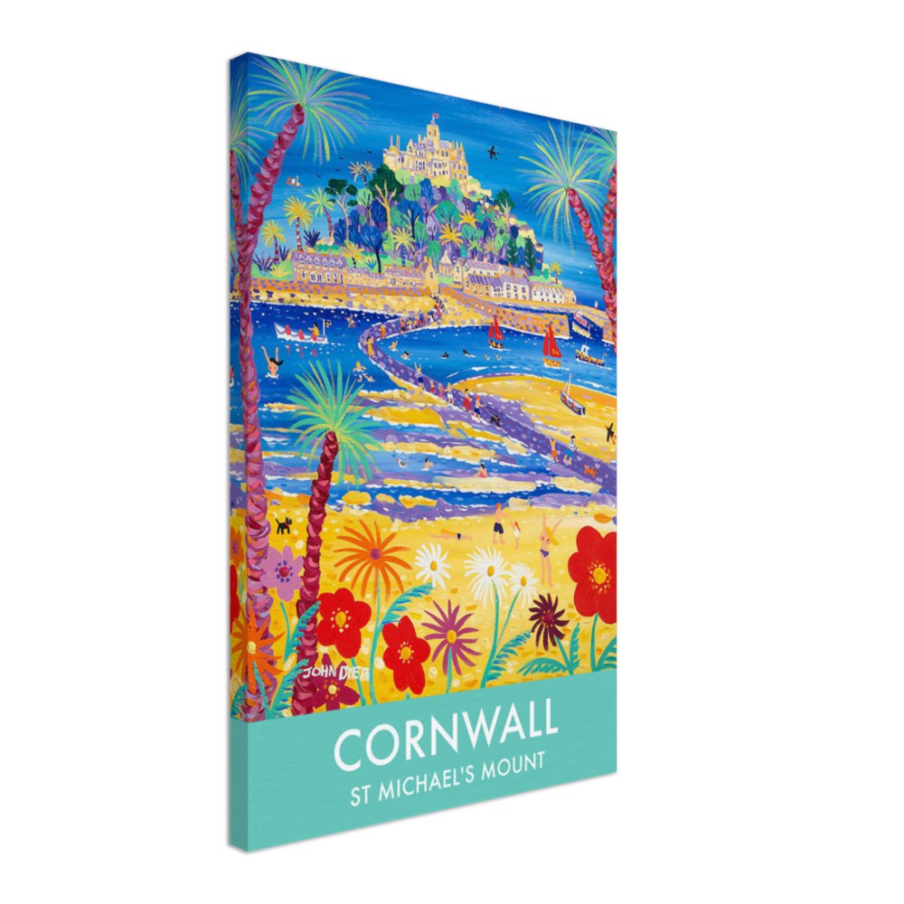 Canvas Art Print by John Dyer of Marazion Beach and St Michael&#39;s Mount, Cornwall from our Cornwall Art Gallery