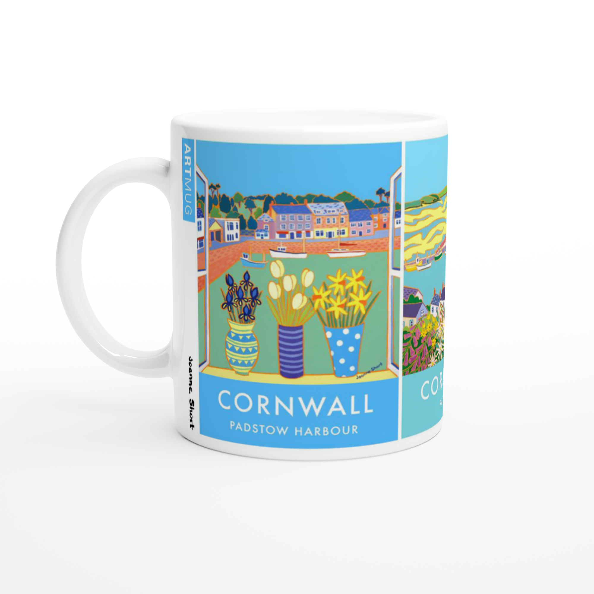 Art Mug of Padstow, Rock and the Camel Estuary in Cornwall by artist Joanne Short