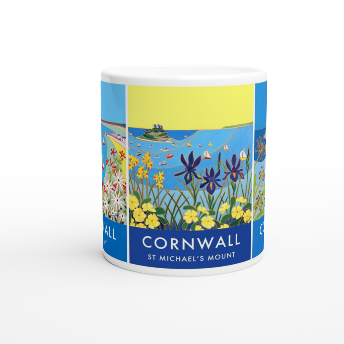 Joanne Short Ceramic Cornish Art Mug featuring St Michael&#39;s Mount and Mount&#39;s Bay in Cornwall