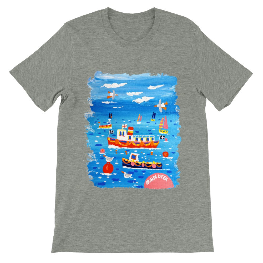 John Dyer Unisex Art Seaside Cornwall T-Shirt. 'Cornish Boats'. Cornwall Art Gallery
