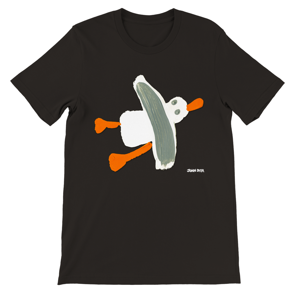 Black Cornish seagull t-shirt by artist John Dyer. Cornwall beach wear..