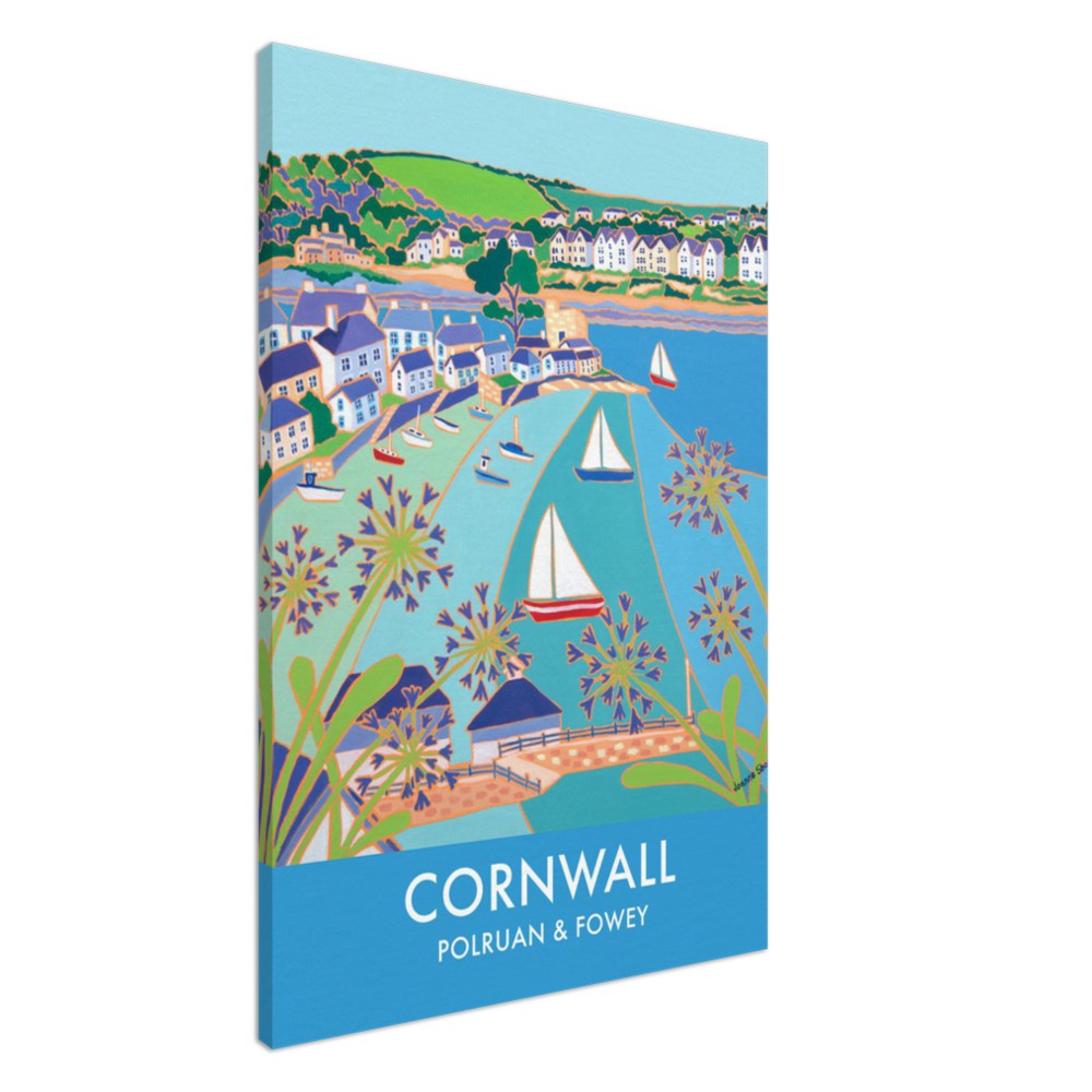 Canvas Art Print by Joanne Short of Polruan and Fowey, Cornwall from our Cornwall Art gallery