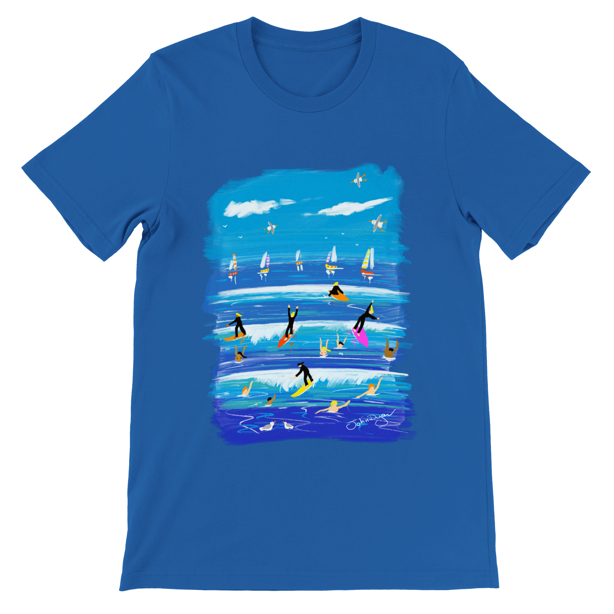 John Dyer Unisex Art Seaside Cornwall T-Shirt. 'Surfer T-Shirt'. Cornwall Art Gallery