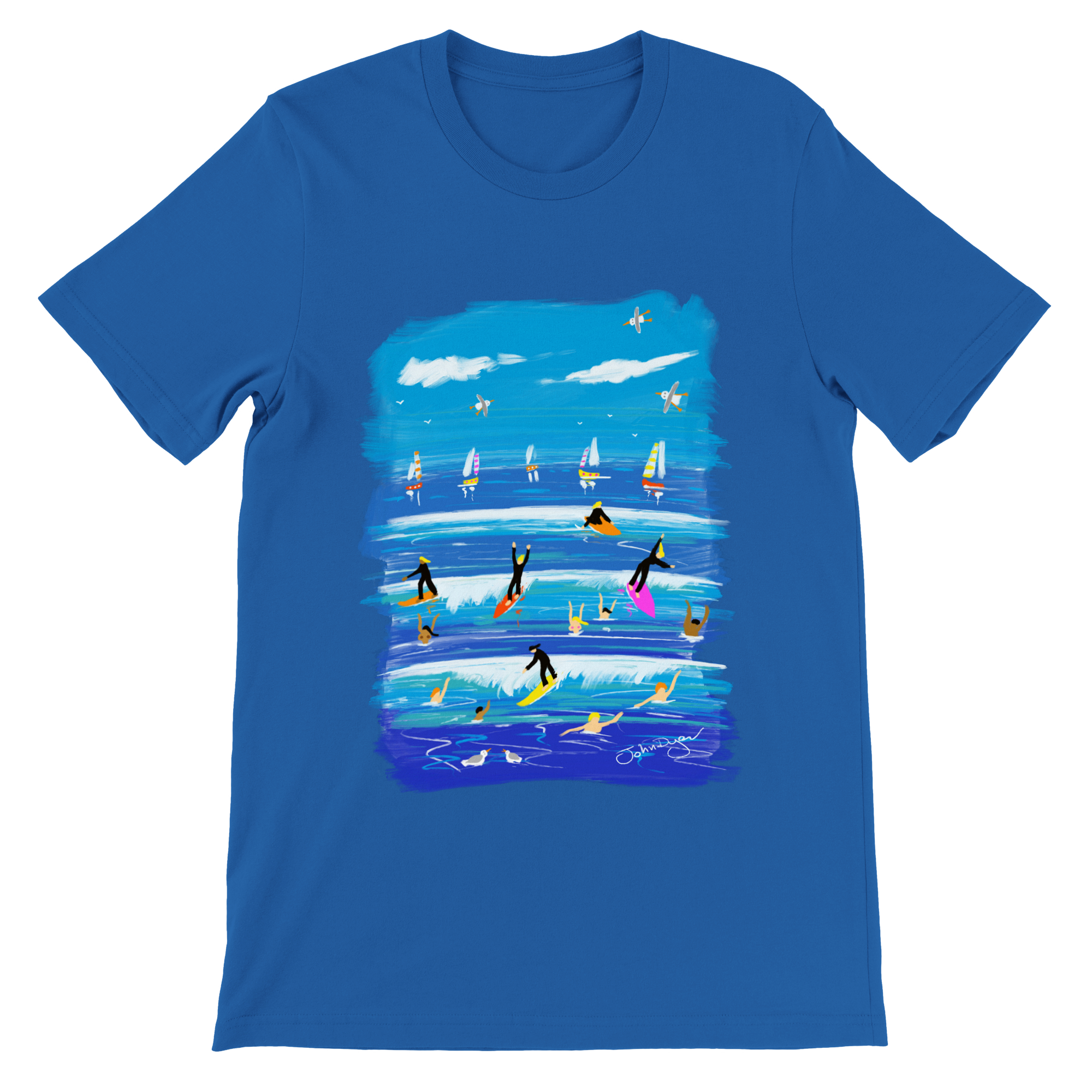 Cornish Surfer Art T Shirt John Dyer Gallery