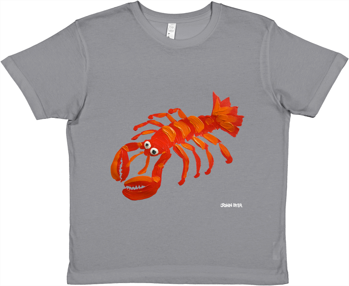 John Dyer Premium Kids Crewneck Unisex Art T-Shirt. Cornish Lobster