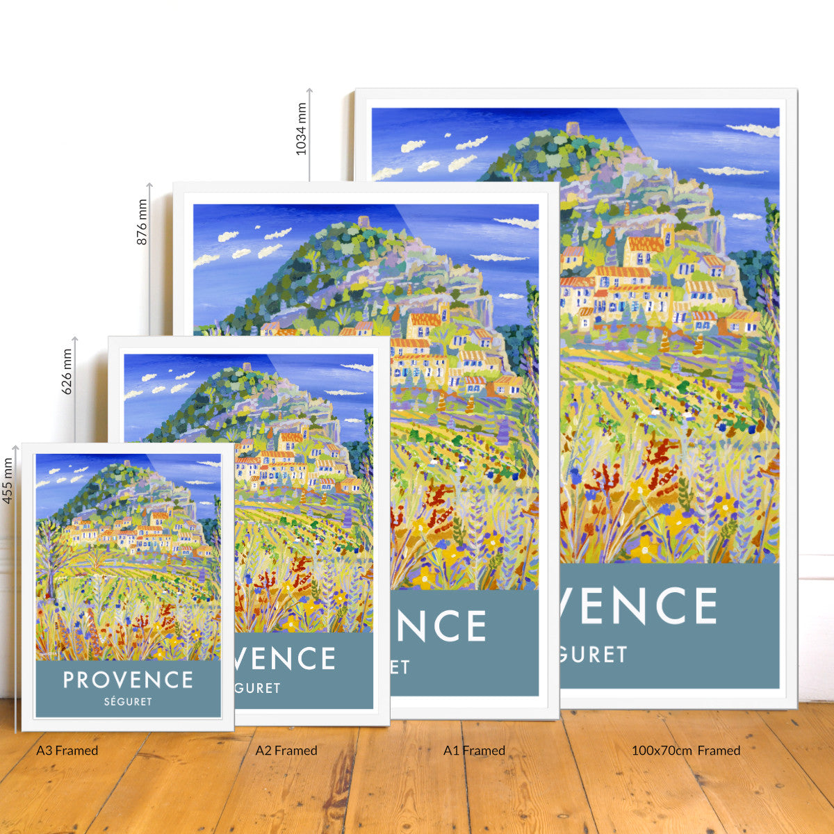 Seguret, Provence, France. Vintage Style Travel Wall Art Poster Print by John Dyer.