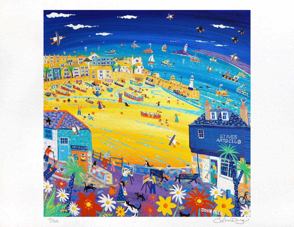 Limited Edition Print by Cornish Artist John Dyer. 'Arty St Ives'. Cornwall Art Gallery Print