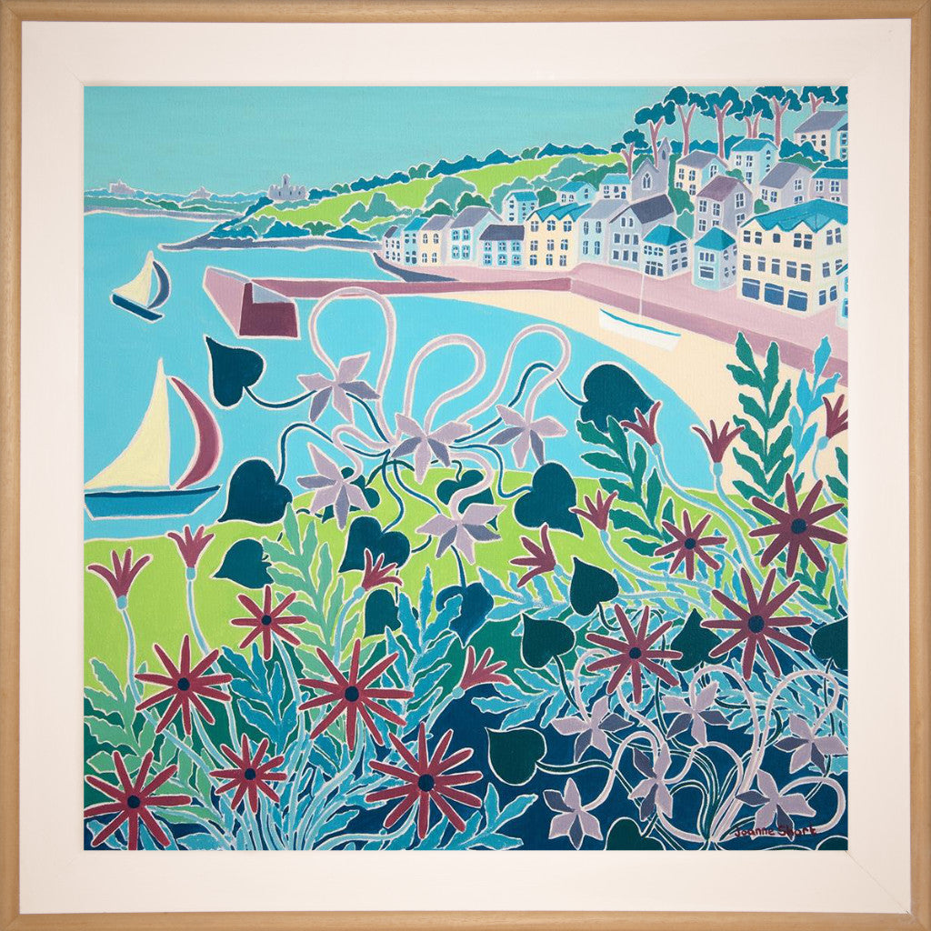 Original Painting by Joanne Short. Daisies and Violets, St Mawes